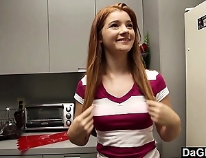 Redheaded legal age teenager gives total oral stimulation
