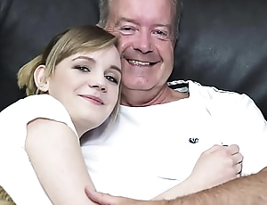 Sexy blonde bends over in the air succeed in fucked by grandpa big load of shit