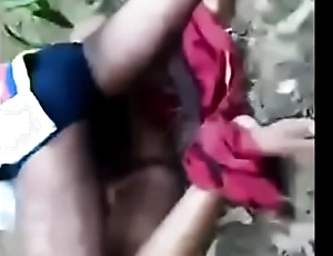 Girl drag inflate obese cock in forest