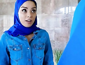 Microscopic muslim girl receives twat fucked by two dopey movers
