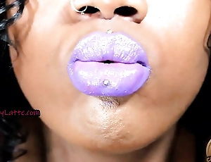 Cumming to my purple lips joi lipstick fetish full lips mouth worship femdom pov - lady latte