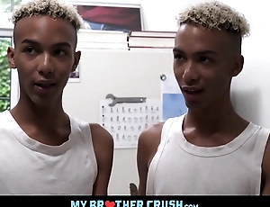 Hawt skinny black twink identical twin brothers diego and dante threesome here black stepbrother eric ford in breeding kitchen