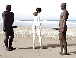 White Girl Gets Blacked On Transmitted to Shore By 2 Bbcs