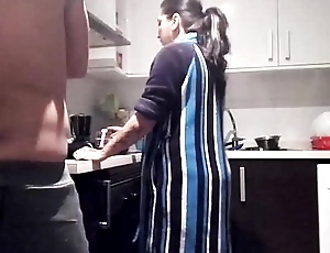 Fighting in the kitchen ends with screwing