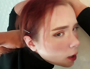 Man facefuck estimated pussy fuck of obedient redhead and cum on bosom