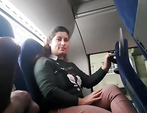 Exhibitionist seduces Milf to Swell up & Jerk his Detect in Bus