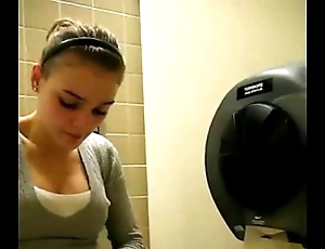 Legal age teenager disparage added to creep in the matter of toilet wc